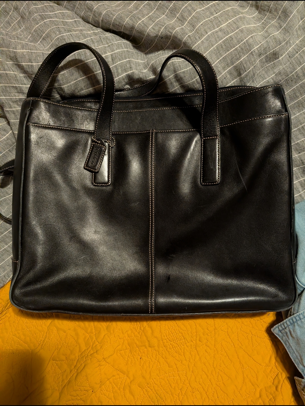 Coach Black Leather Tote Bag Computer Bag
